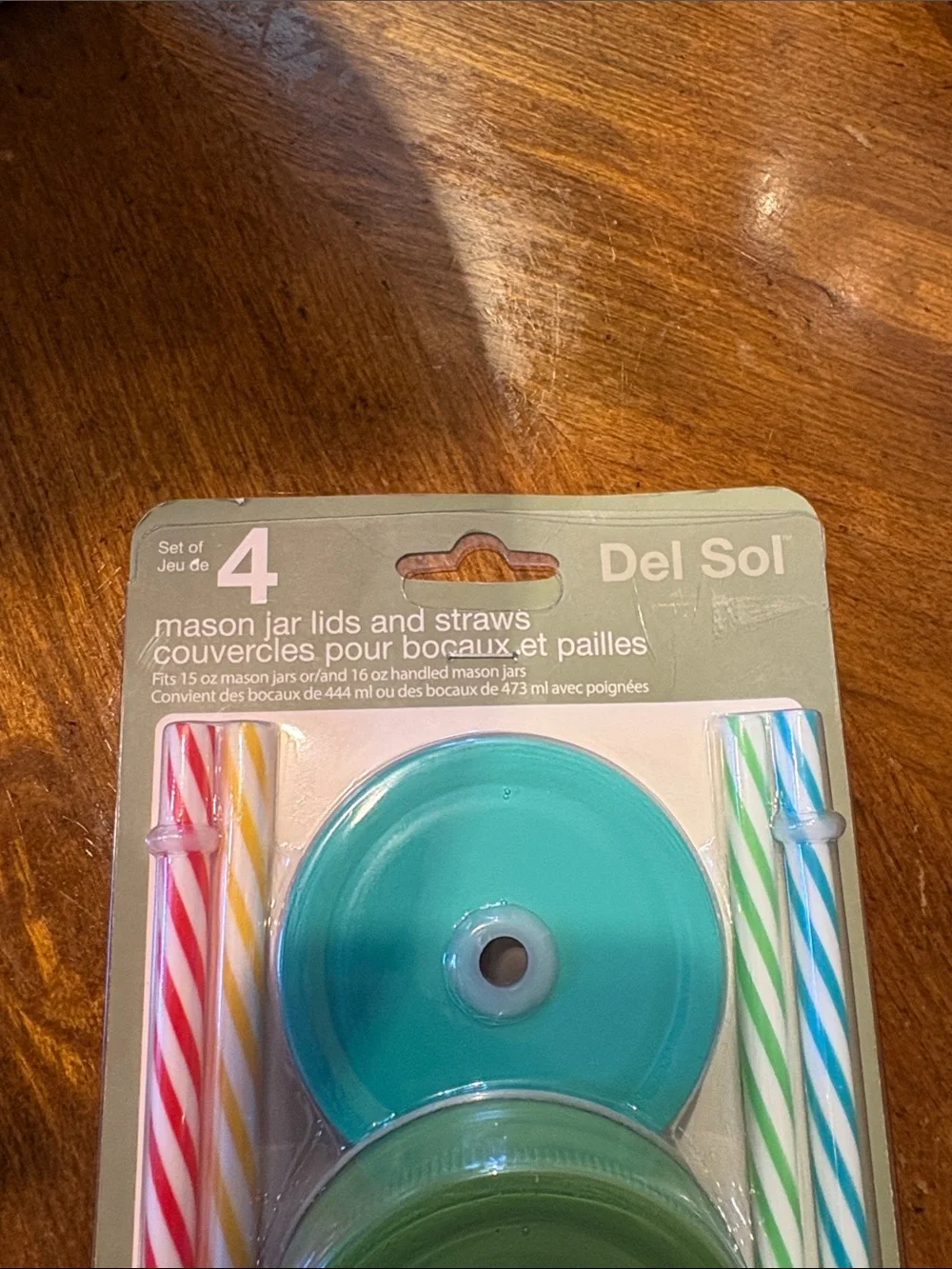 Home Essentials Mason Jar Lids & Straws Set - Multicolor set of four.